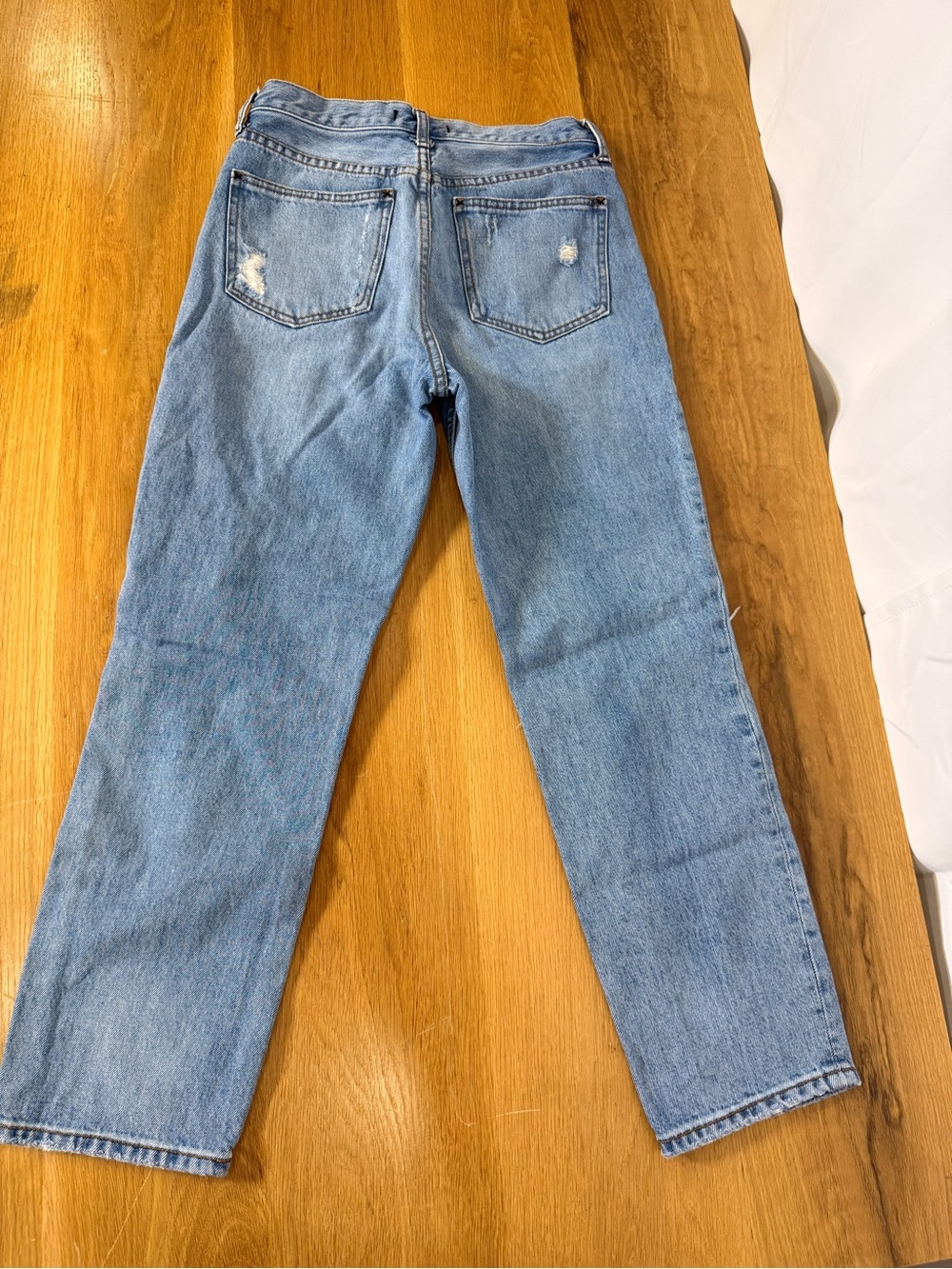 Free People Distressed Light Wash Straight Leg High Rise Jeans Size 28 - Picture 9 of 12